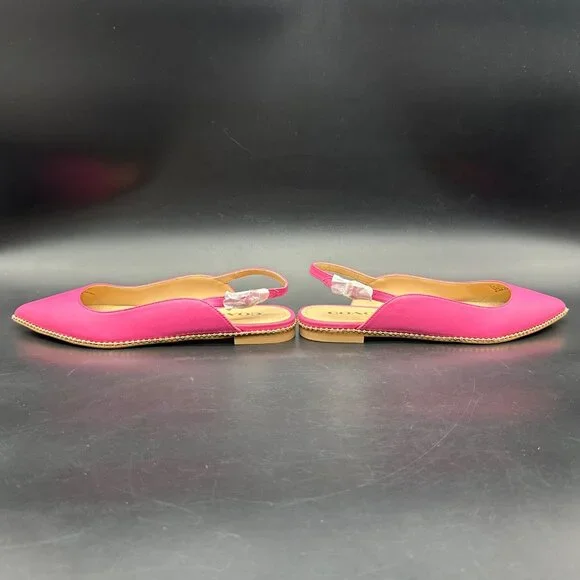 Coach Womens Petunia Pink Vae Leather Skimmer Flats Box Pointed Toe Size 6.5 - Picture 4 of 13